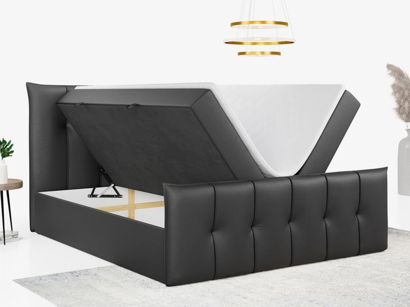 Łóżko kontynentalne MKS Meble PREMIUM 11 160x200 H3 Ciemnoszary ecoskóra 1szt.