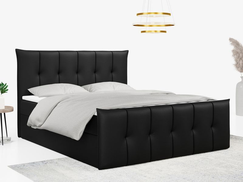 Łóżko kontynentalne MKS Meble PREMIUM 11 160x200 H4 Czarny ecoskóra 1szt.