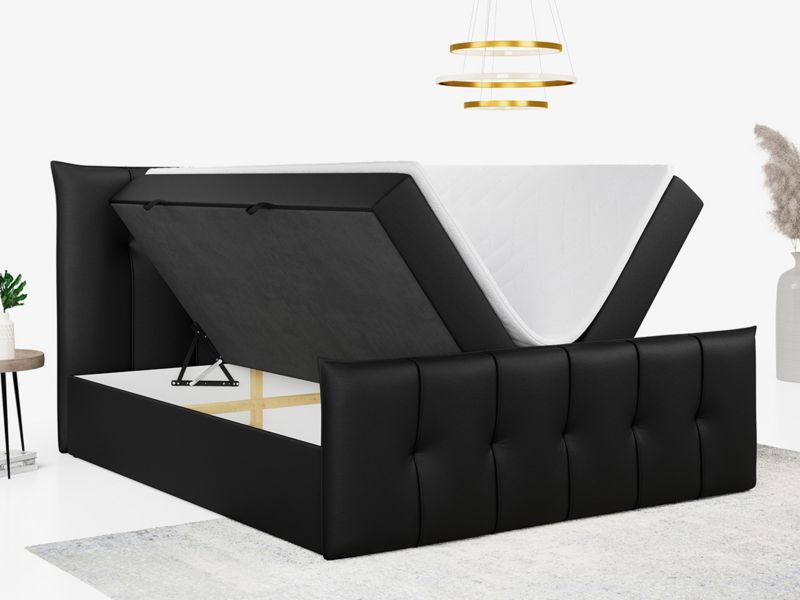 Łóżko kontynentalne MKS Meble PREMIUM 11 160x200 H4 Czarny ecoskóra 1szt.