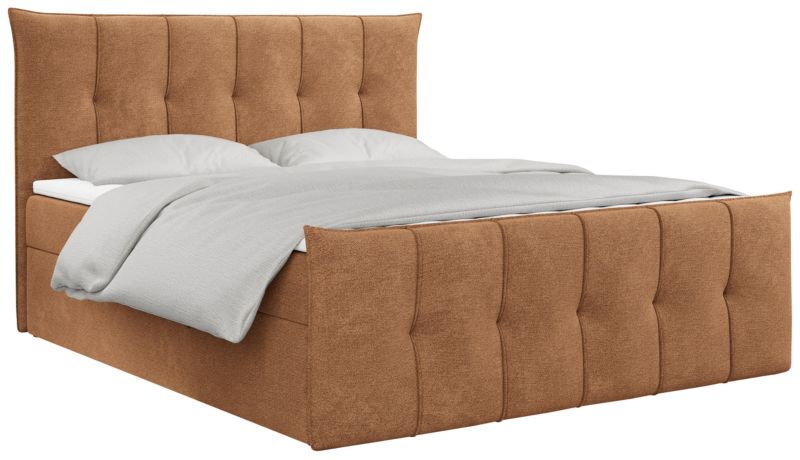 Łóżko kontynentalne MKS Meble PREMIUM 11 160x200 H4 Pomarańczowy struktura 1szt.