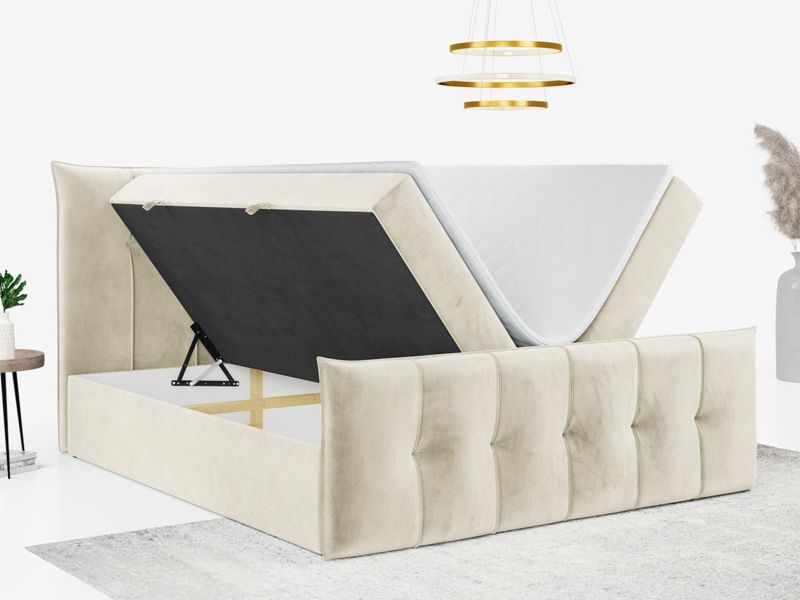 Łóżko kontynentalne MKS Meble PREMIUM 11 180x200 H3 Beżowy welvet 1szt.