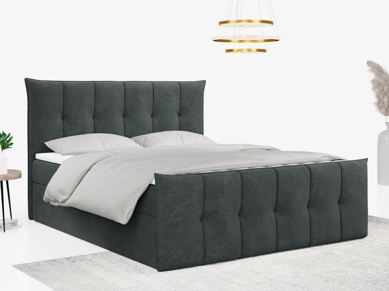 Łóżko kontynentalne MKS Meble PREMIUM 11 180x200 H3 Ciemnoszary struktura 1szt.
