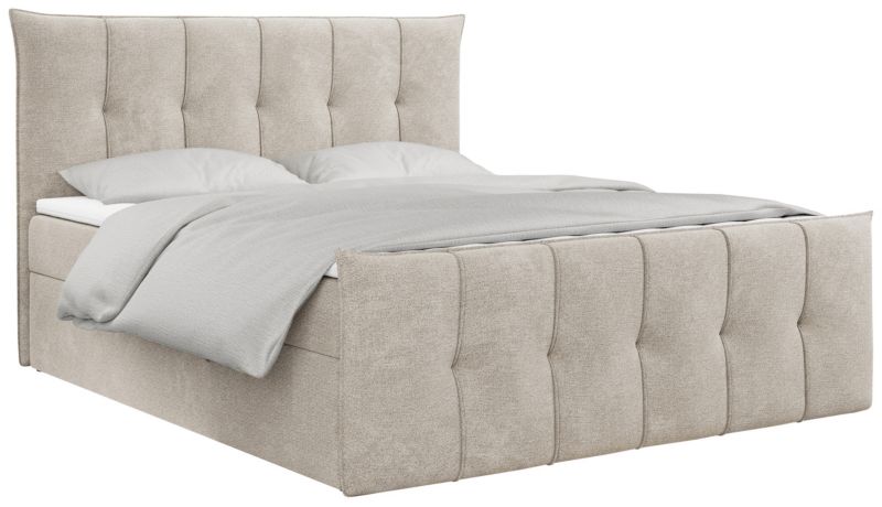 Łóżko kontynentalne MKS Meble PREMIUM 11 180x200 H4 Beżowy struktura 1szt.