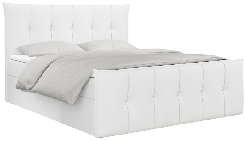 Łóżko kontynentalne MKS Meble PREMIUM 11 180x200 H4 Biały ecoskóra 1szt.