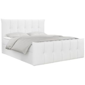 Łóżko kontynentalne MKS Meble PREMIUM 11 180x200 H4 Biały ecoskóra 1szt.
