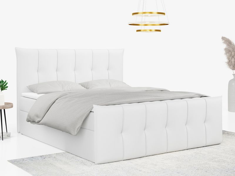 Łóżko kontynentalne MKS Meble PREMIUM 11 180x200 H4 Biały ecoskóra 1szt.