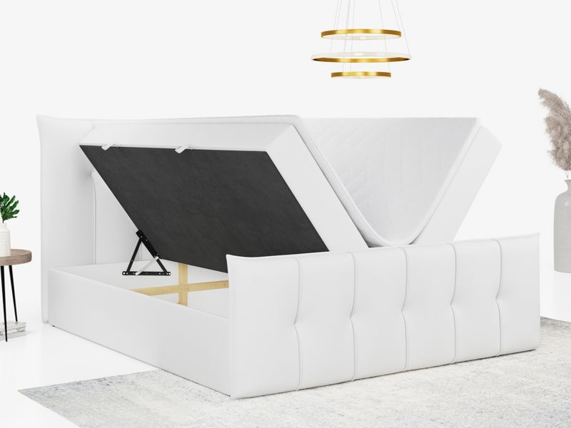 Łóżko kontynentalne MKS Meble PREMIUM 11 180x200 H4 Biały ecoskóra 1szt.
