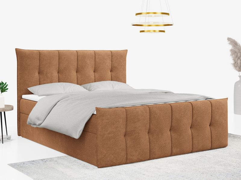 Łóżko kontynentalne MKS Meble PREMIUM 11 200x200 H3 Pomarańczowy struktura 1szt.