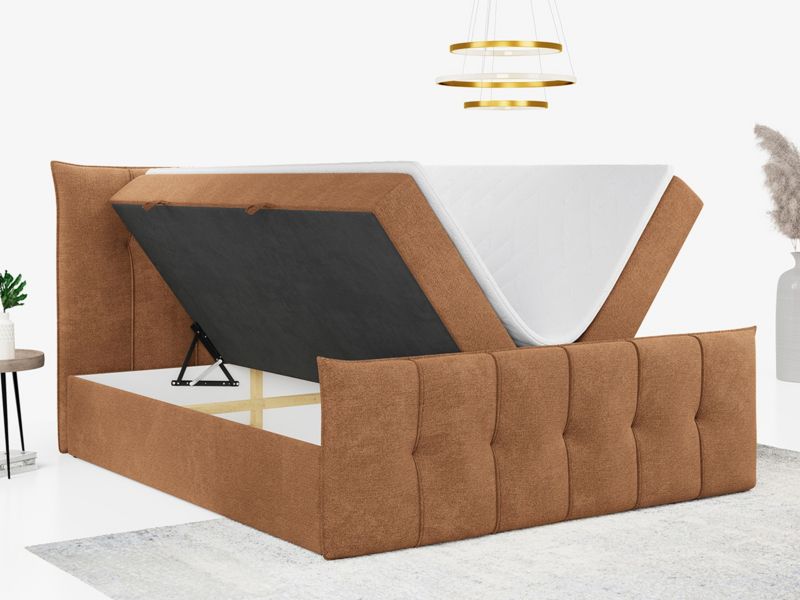 Łóżko kontynentalne MKS Meble PREMIUM 11 200x200 H3 Pomarańczowy struktura 1szt.