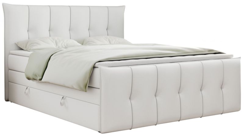 Łóżko kontynentalne MKS Meble PREMIUM 11 KING 120x200 H4 Biały ecoskóra 1szt.