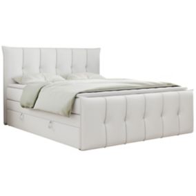 Łóżko kontynentalne MKS Meble PREMIUM 11 KING 120x200 H4 Biały ecoskóra 1szt.