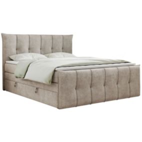 Łóżko kontynentalne MKS Meble PREMIUM 11 KING 140x200 H3 Beżowy struktura 1szt.