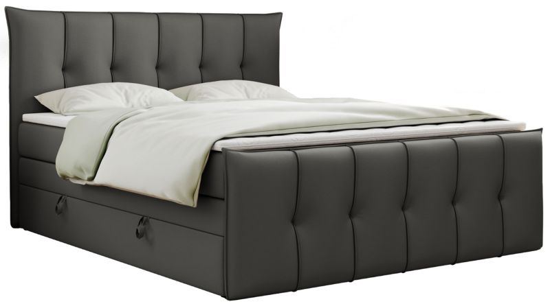 Łóżko kontynentalne MKS Meble PREMIUM 11 KING 140x200 H3 Ciemnoszary ecoskóra 1szt.