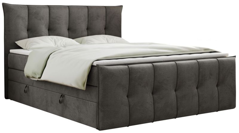 Łóżko kontynentalne MKS Meble PREMIUM 11 KING 140x200 H4 Ciemnoszary welvet 1szt.