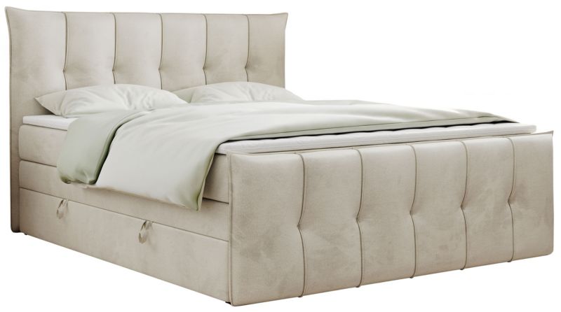 Łóżko kontynentalne MKS Meble PREMIUM 11 KING 160x200 H3 Beżowy welvet 1szt.