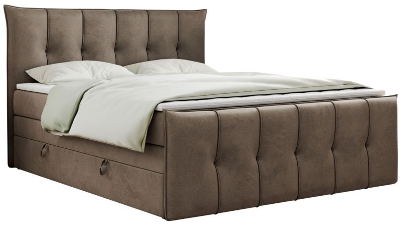 Łóżko kontynentalne MKS Meble PREMIUM 11 KING 160x200 H4 Brązowy welvet 1szt.