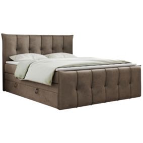 Łóżko kontynentalne MKS Meble PREMIUM 11 KING 160x200 H4 Brązowy welvet 1szt.
