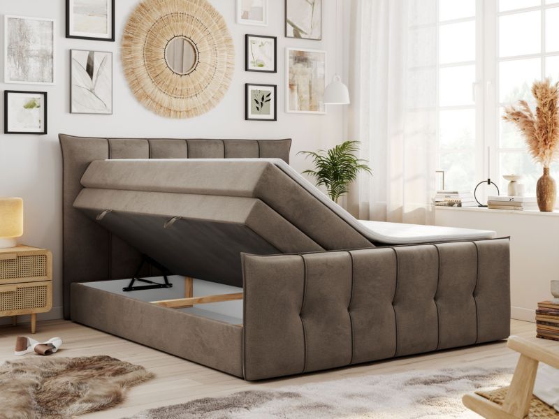 Łóżko kontynentalne MKS Meble PREMIUM 11 KING 160x200 H4 Brązowy welvet 1szt.