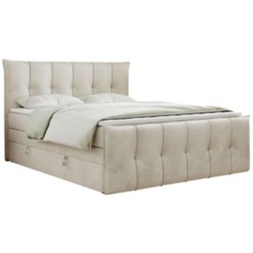 Łóżko kontynentalne MKS Meble PREMIUM 11 KING 180x200 H3 Beżowy welvet 1szt.