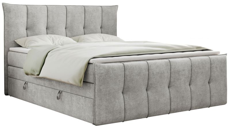 Łóżko kontynentalne MKS Meble PREMIUM 11 KING 180x200 H3 Jasnoszary struktura 1szt.
