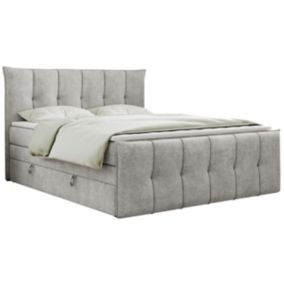 Łóżko kontynentalne MKS Meble PREMIUM 11 KING 180x200 H3 Jasnoszary struktura 1szt.