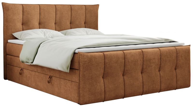 Łóżko kontynentalne MKS Meble PREMIUM 11 KING 180x200 H4 Pomarańczowy struktura 1szt.