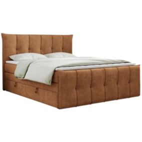 Łóżko kontynentalne MKS Meble PREMIUM 11 KING 180x200 H4 Pomarańczowy struktura 1szt.