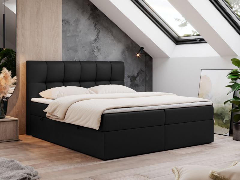 Łóżko kontynentalne MKS Meble RICO 180x200 H3 Czarny ecoskóra 1szt.