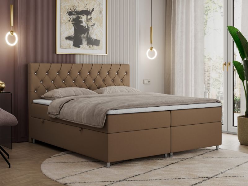 Łóżko kontynentalne MKS Meble ROMA 120x200 H3 Brązowy ecoskóra 1szt.