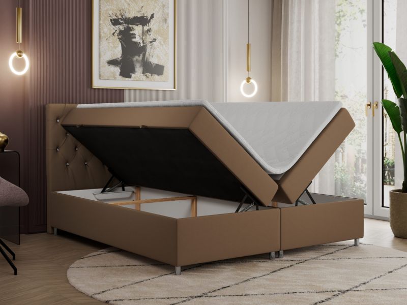 Łóżko kontynentalne MKS Meble ROMA 120x200 H3 Brązowy ecoskóra 1szt.