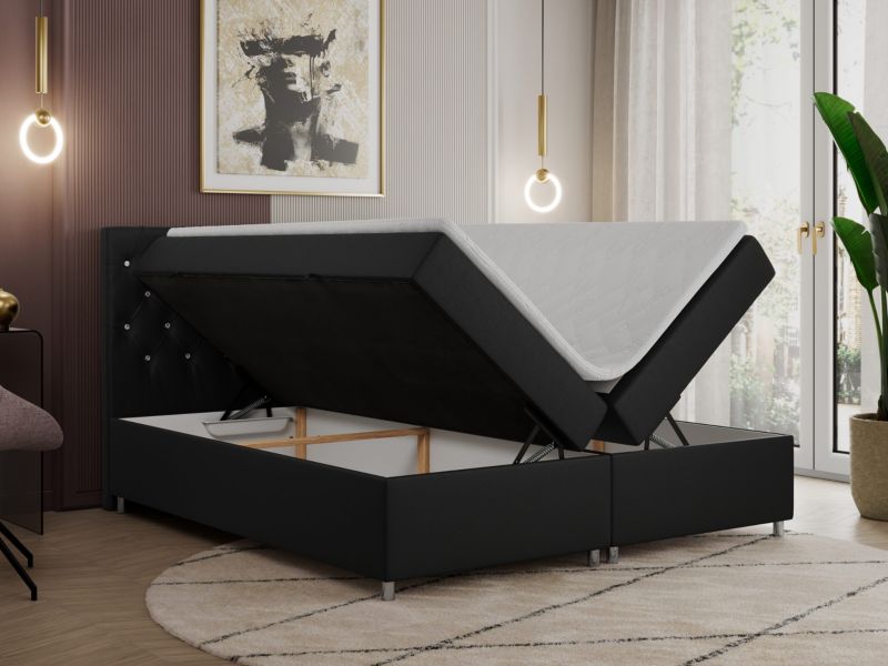 Łóżko kontynentalne MKS Meble ROMA 120x200 H3 Czarny ecoskóra 1szt.