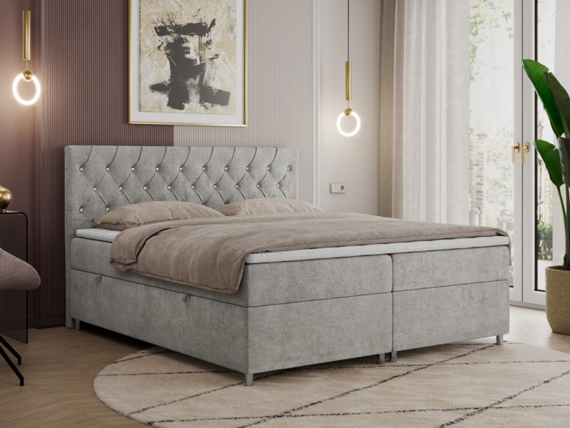 Łóżko kontynentalne MKS Meble ROMA 120x200 H3 Jasnoszary struktura 1szt.