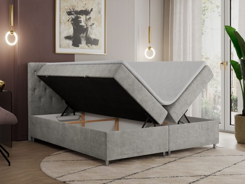 Łóżko kontynentalne MKS Meble ROMA 140x200 H4 Jasnoszary struktura 1szt.