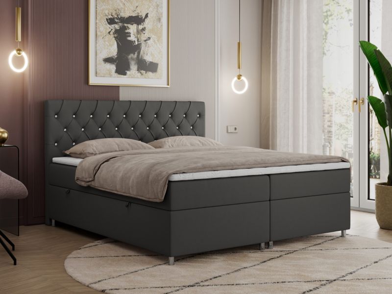Łóżko kontynentalne MKS Meble ROMA 140x200 H4 Szary ecoskóra 1szt.