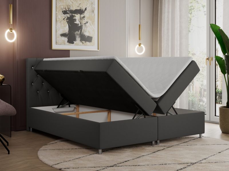 Łóżko kontynentalne MKS Meble ROMA 140x200 H4 Szary ecoskóra 1szt.