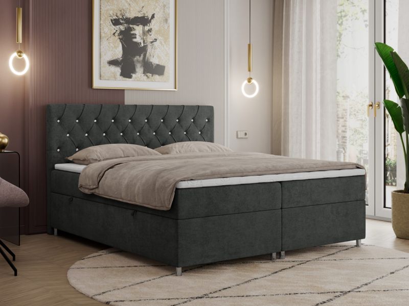 Łóżko kontynentalne MKS Meble ROMA 160x200 H4 Ciemnoszary struktura 1szt.