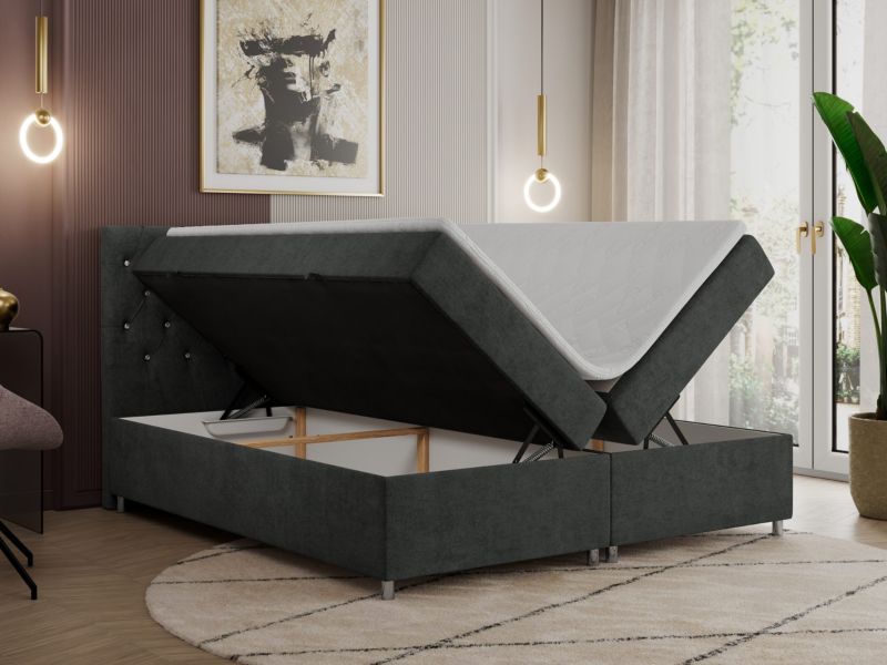 Łóżko kontynentalne MKS Meble ROMA 160x200 H4 Ciemnoszary struktura 1szt.