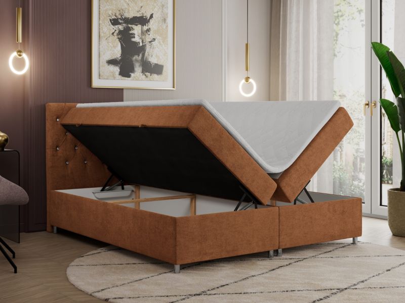 Łóżko kontynentalne MKS Meble ROMA 180x200 H3 Pomarańczowy struktura 1szt.
