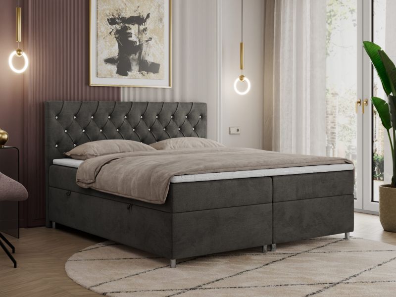 Łóżko kontynentalne MKS Meble ROMA 180x200 H4 Ciemnoszary welvet 1szt.