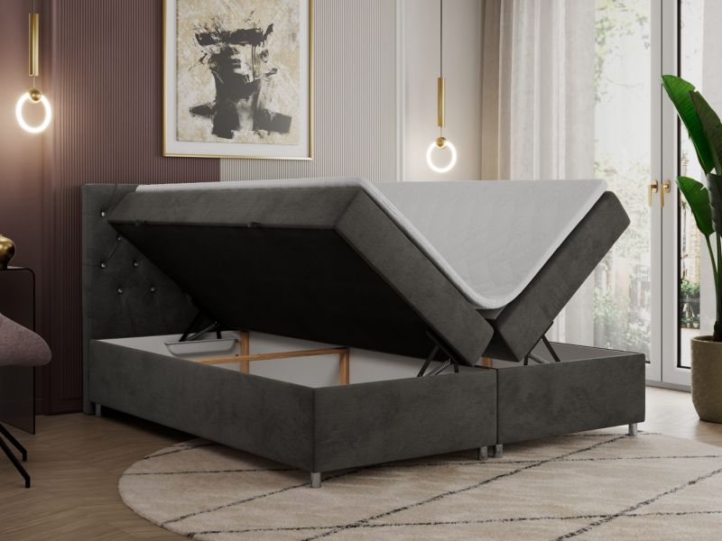 Łóżko kontynentalne MKS Meble ROMA 180x200 H4 Ciemnoszary welvet 1szt.