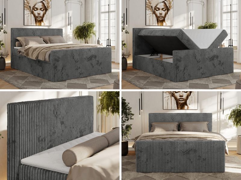 Łóżko kontynentalne MKS Meble TILIANO DUO 140x200 H3 szary sztruks 1szt.