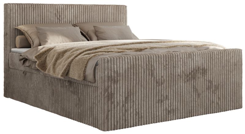 Łóżko kontynentalne MKS Meble TILIANO DUO 180x200 H3 jasnobrązowy sztruks 1szt.