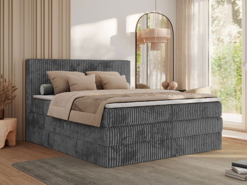 Łóżko kontynentalne MKS Meble TILIANO KING 140x200 H3 szary sztruks 1szt.