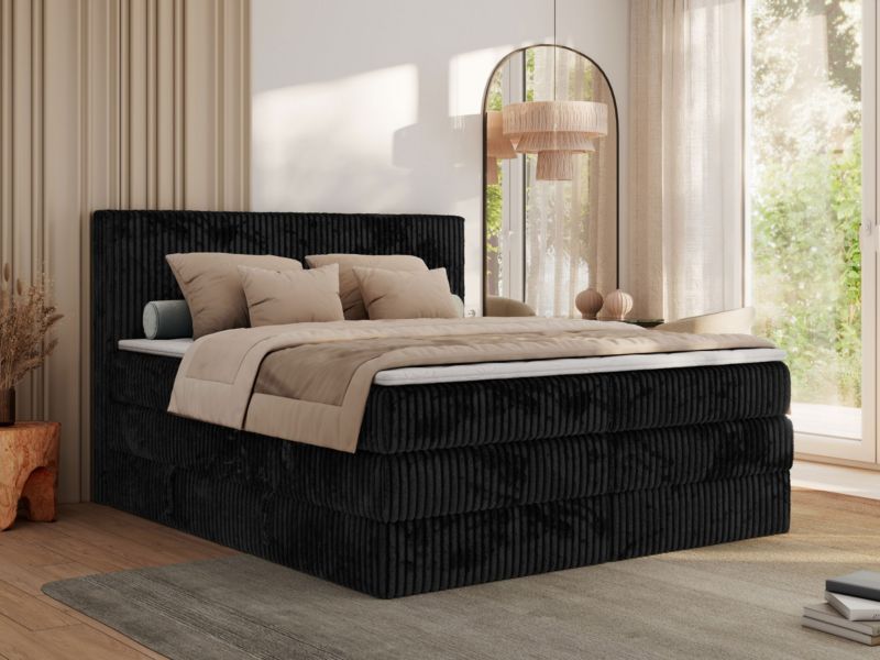 Łóżko kontynentalne MKS Meble TILIANO KING 140x200 H4 czarny sztruks 1szt.