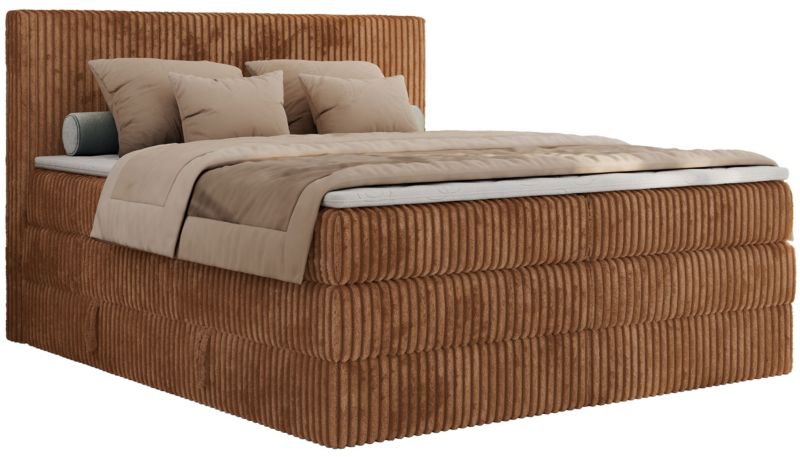 Łóżko kontynentalne MKS Meble TILIANO KING 140x200 H4 pomarańczowy sztruks 1szt.