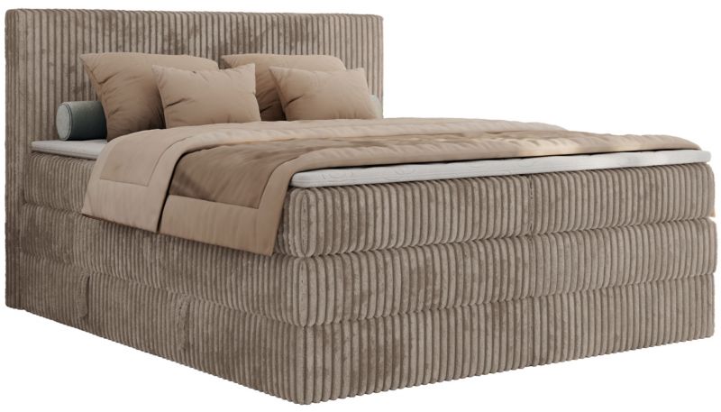 Łóżko kontynentalne MKS Meble TILIANO KING 180x200 H4 jasnobrązowy sztruks 1szt.