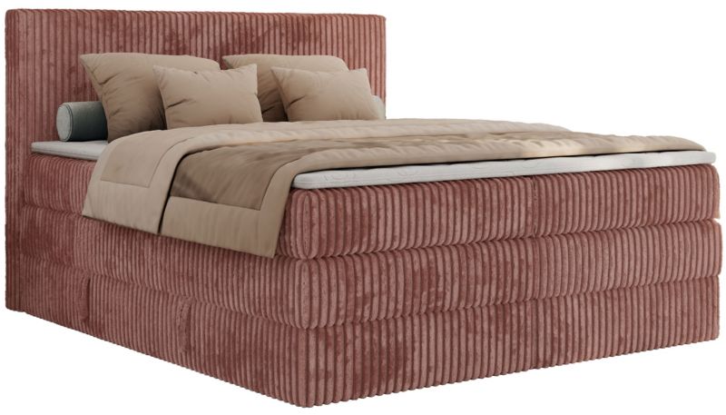 Łóżko kontynentalne MKS Meble TILIANO KING 200x200 H3 różowy sztruks 1szt.