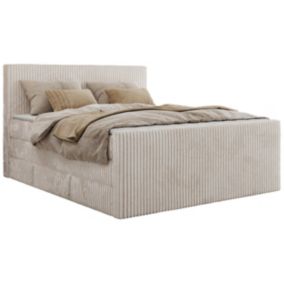 Łóżko kontynentalne MKS Meble TILIANO KING DUO 140x200 H3 beżowy sztruks 1szt.