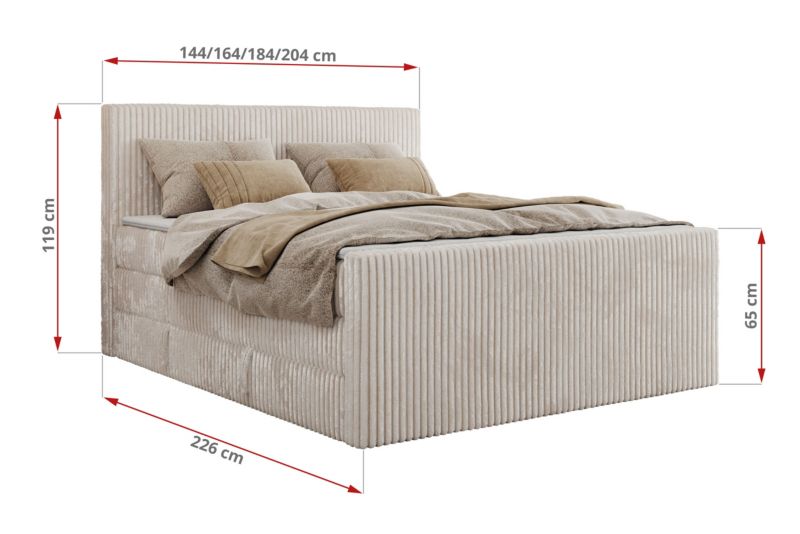 Łóżko kontynentalne MKS Meble TILIANO KING DUO 140x200 H3 beżowy sztruks 1szt.