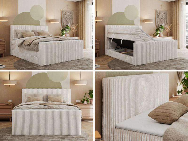 Łóżko kontynentalne MKS Meble TILIANO KING DUO 140x200 H3 beżowy sztruks 1szt.